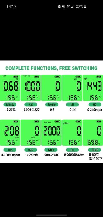 5 в 1 TDS/ES/PH соленость/измеритель температуры цифровой