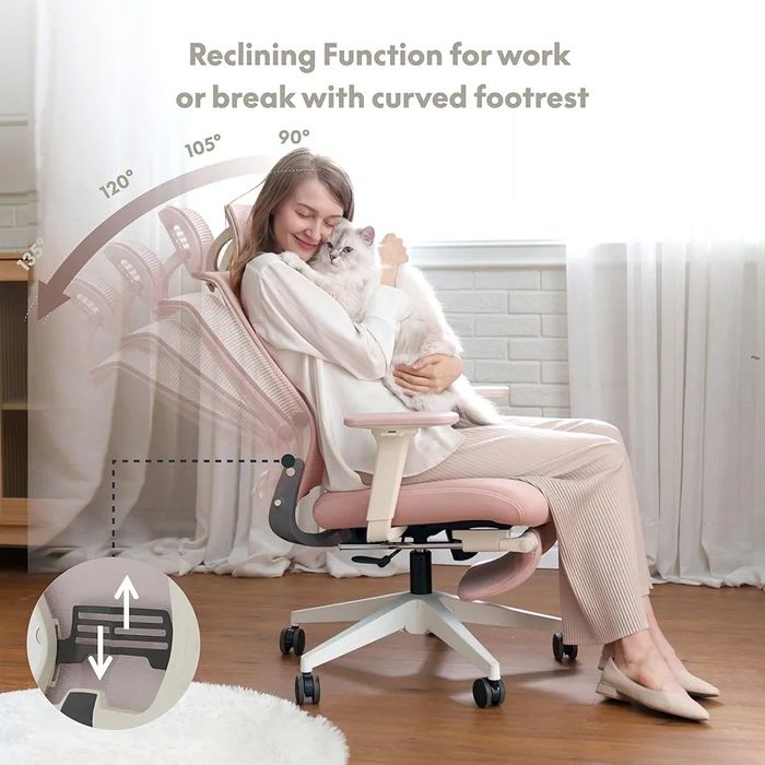 NOU Scaun birou Flexispot OS1, rabatabil, roz