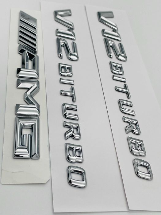 Set embleme compatibile Mercedes V12 biturbo AMG crom