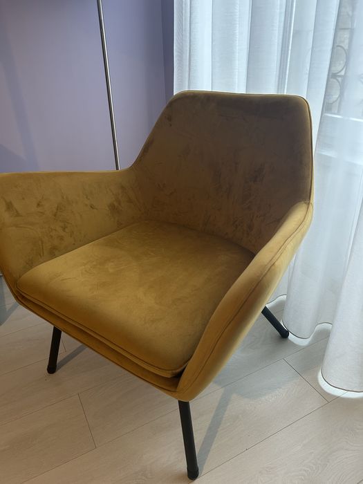 Fotoliu lounge galben din catifea Bon The Home Collection