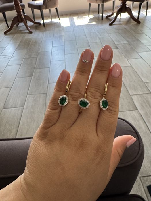 Набор золото серьги и кольцо