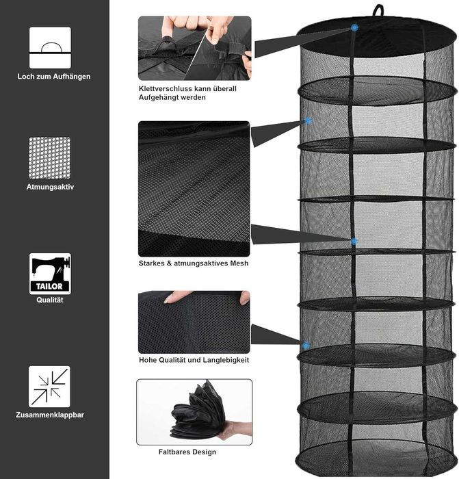 Raft pliabil pentru uscat ierburi, flori, seminte, 8 polite