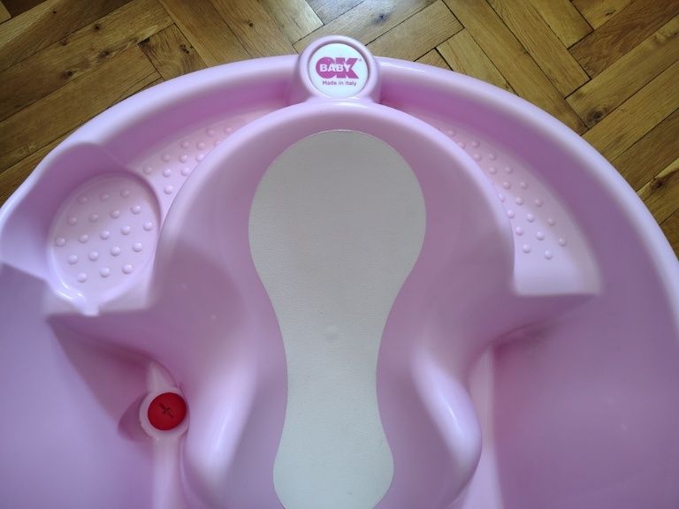 Розова анатомична вана със стойка  OK Baby
