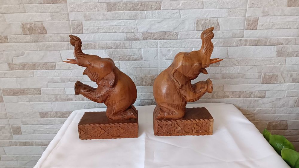 Дървени стопери за книги - Слонове - два броя комплект