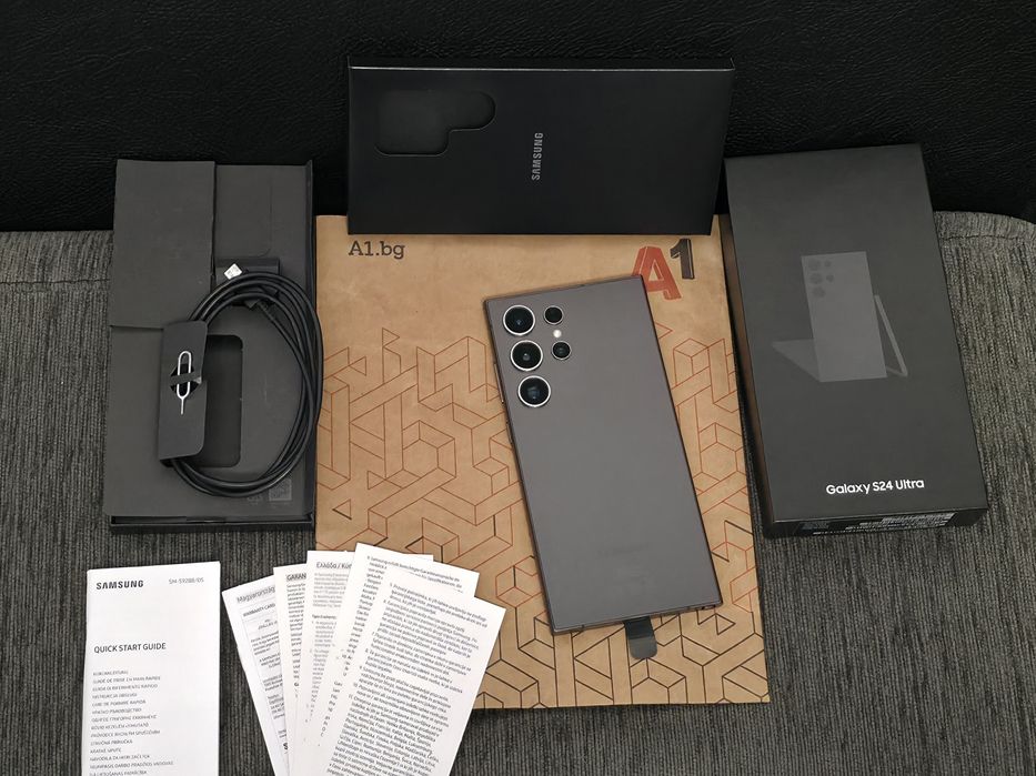 КАТО НОВ 512GB Samsung S24 Ultra Гаранция от A1 до 2026г. Black