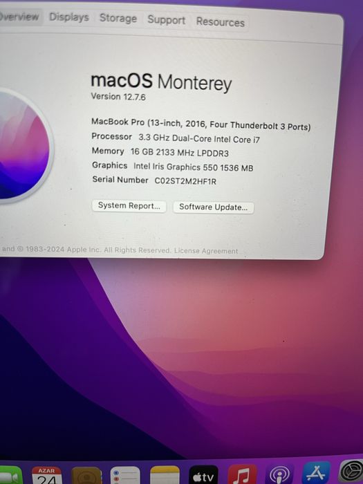 Laptop Apple Macbook Pro 13 -i7 -16 gb