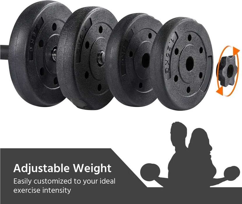 Set gantere 30 kg, 16 discuri 2 bare antrenament |S 610924 Black(2pcs)