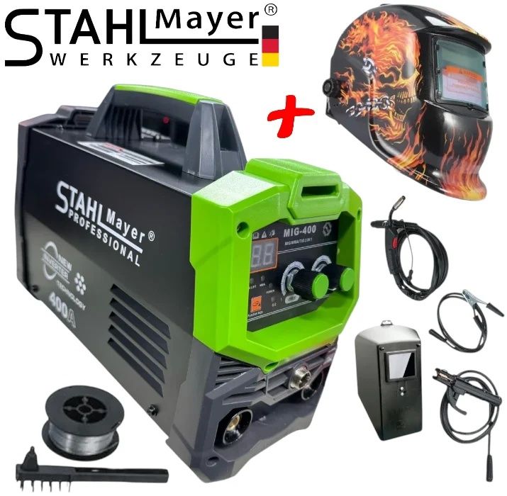 2в1 Електрожен с Телоподаващо 400А + Соларен Шлем Маска STAHLMAYER