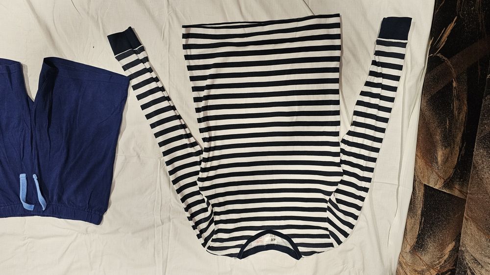 Pijama albastra bluza cu maneca lunga și pantaloni scurți 158-164 h&m