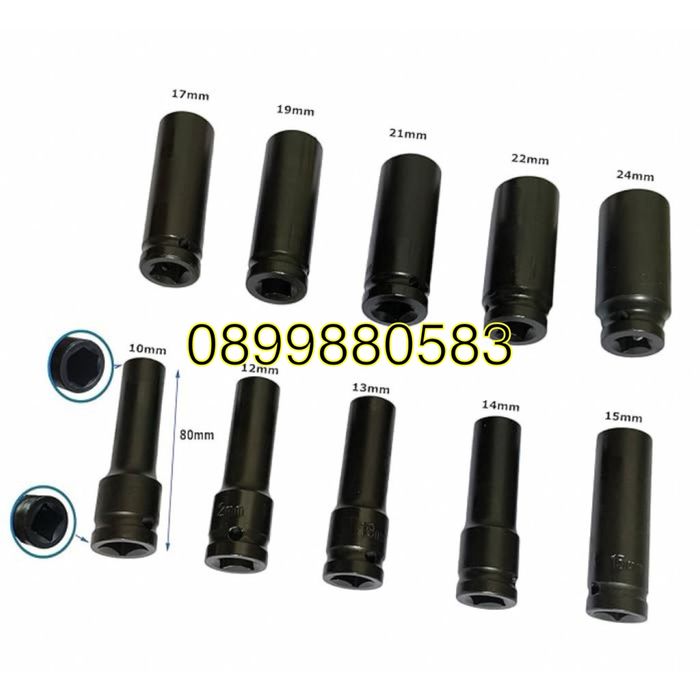 Комплект ударни вложки Kraft 10 броя, 1/2, 10-24мм