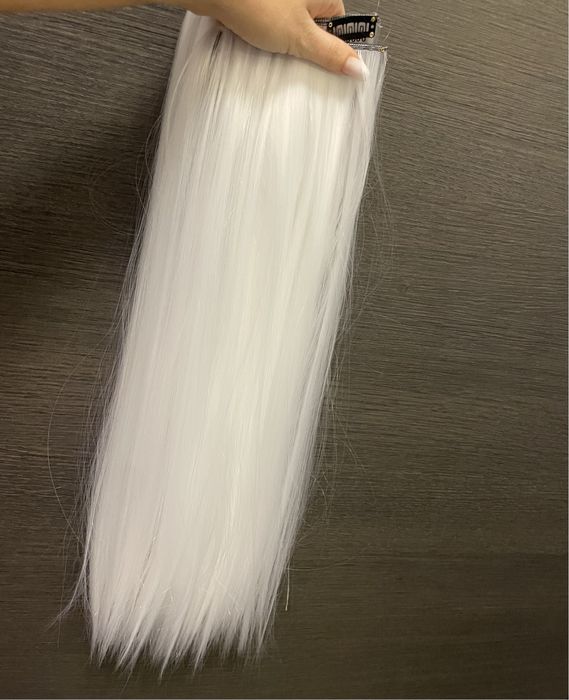 Extensii lungi blond alb sintetice