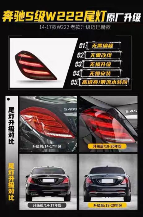 Зеркало фары W222, 14-20