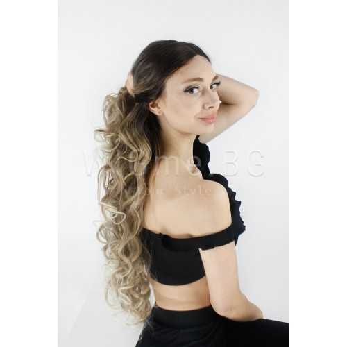 Дълга къдрава кестенява лейс фронт перука Скарлет