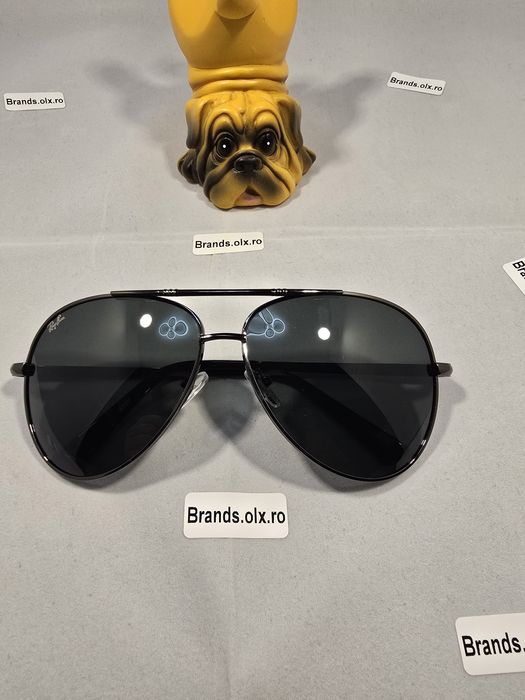 Promotie - Ochelari de soare Ray-Ban Aviator, lentile negre, rama argintie , pilot shaped