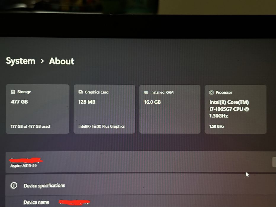 Laptop Aspire A515-55 I7-10th 16gb Ram 500gb SSD