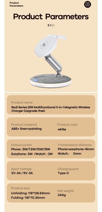 Remax RP-W90 3в1 Док-станция MagSafe 22W для iPhone 16 iWatch AirPods