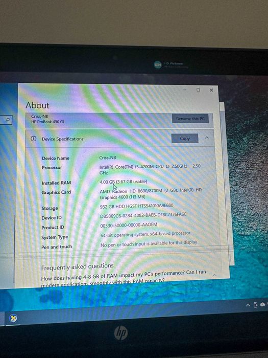 Laptop - HP ProBook 450 G1 - 15.6"