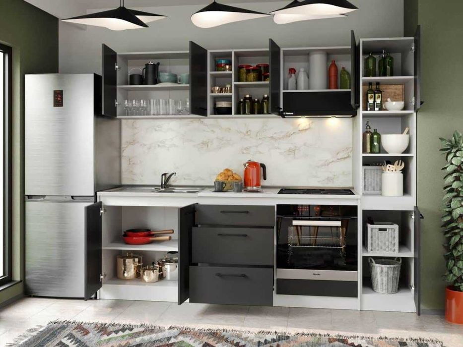 Set Mobila Bucatarie Mina Grafit 244 Gri Antracit C81