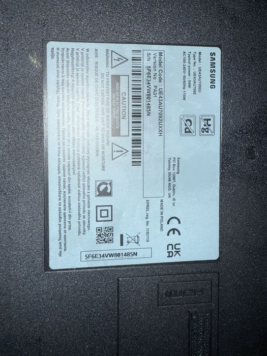 Части от телевизор Samsung 43AU7092