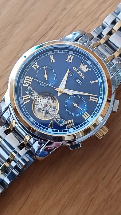 Olevs Автоматик, Скелетон,HD Светещ,Календар, Мултифункционален,3 ATM