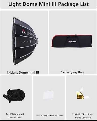 Softbox Aputure Light Dome Mini III Bowens – Ca Nouă, Completă