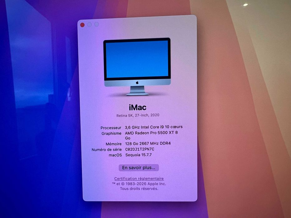 iMac 27” Retina 5K (2020) – Intel Core i9 – 128GB RAM – 1TB SSD – Radeon Pro 5500 XT 8GB