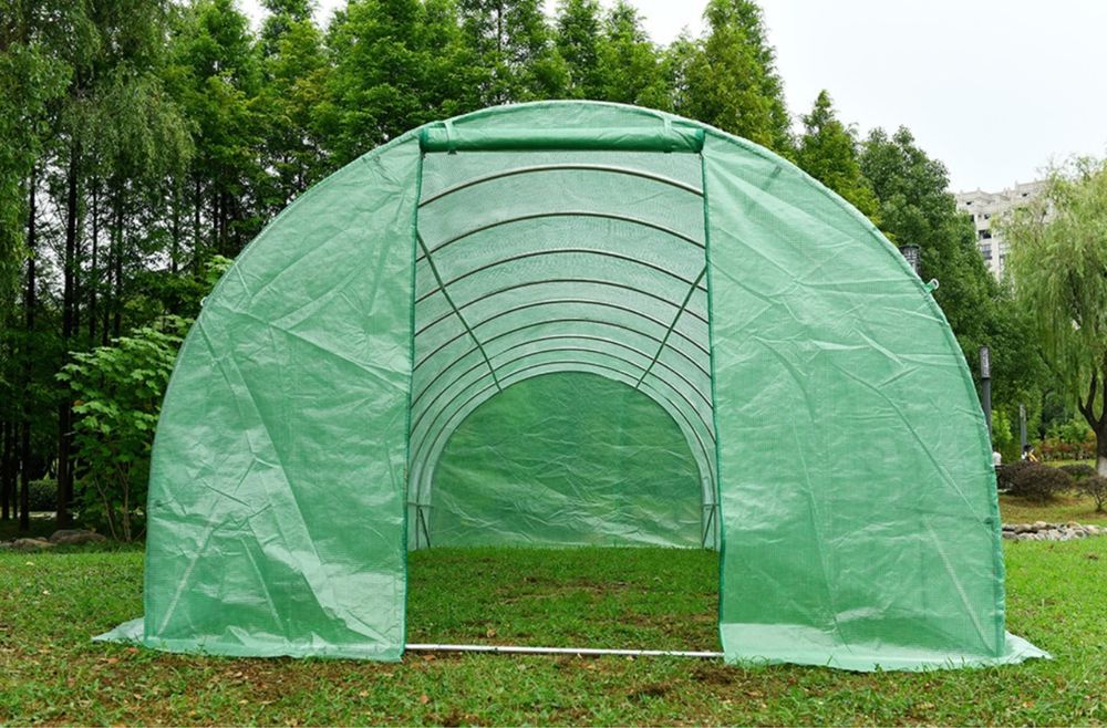 Градинска оранжерия с метална конструкция 6х3х2м, за зеленчуци, зелена