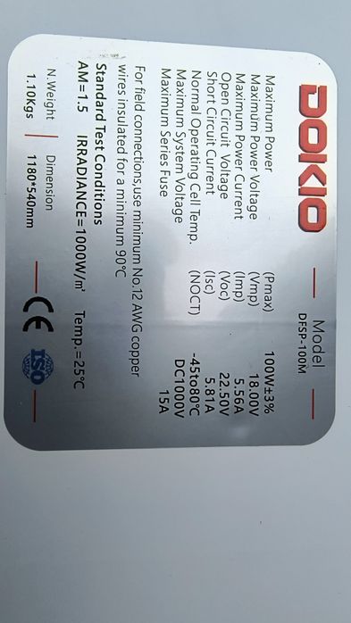 Panou solar fotovoltaic monocristalin flexibil 100W, 18V