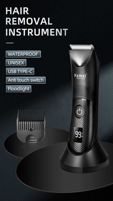 Kemei-1840 Inghinal, barba si corp, wireless, lumina led, 6000 rpm