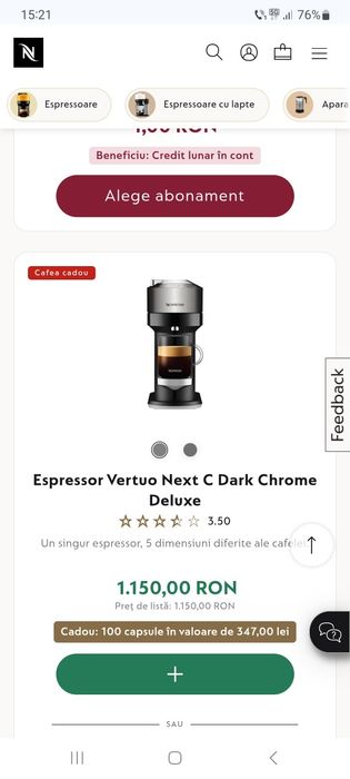Espressor Vertuo Next C Dark Chrome Deluxe