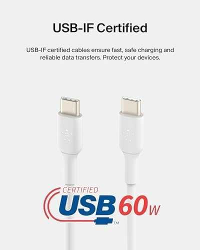 Нови Belkin 2 броя USB-C към USB-C кабел за бързо зареждане телефон 1 метър