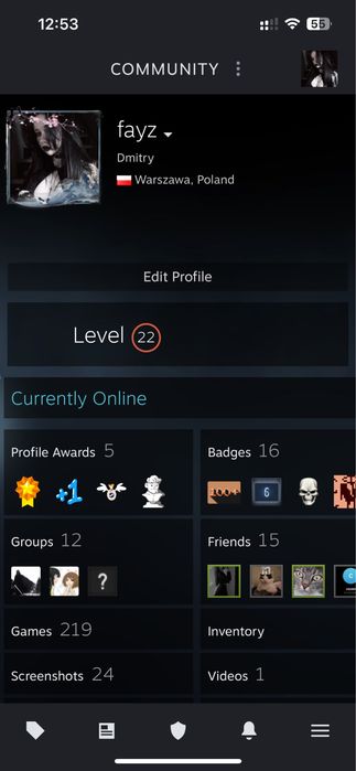 Стим аккаунт 22 lvl/219 игр