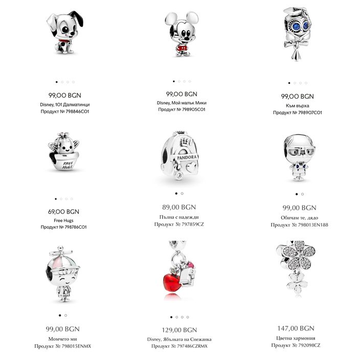 Сребърни ТАЛИСМАНИ и ГРИВНИ Пандора Pandora