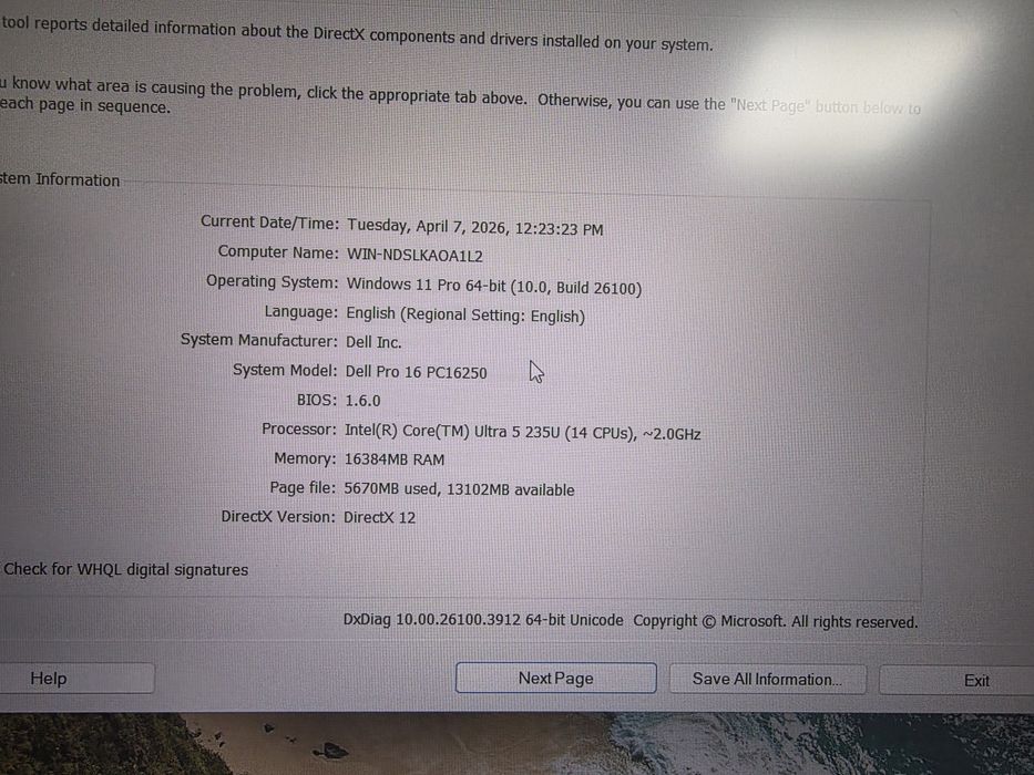 Laptop Dell Pro 16 nou.