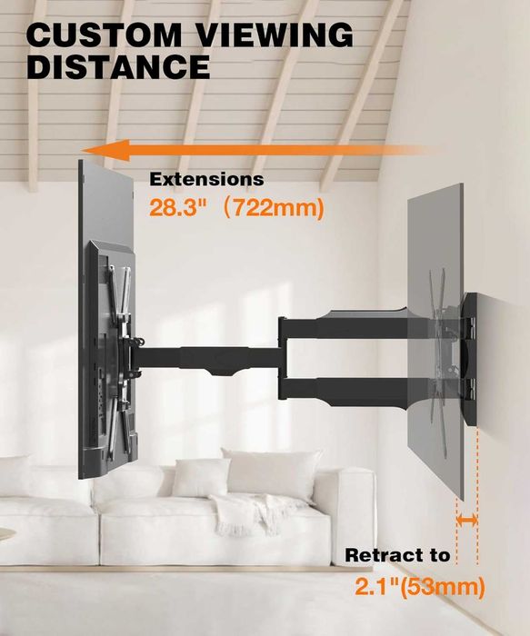 Стойка за TV с дълго рамо 72 см,с наколон,телевизори 26"–65", до 36 кг