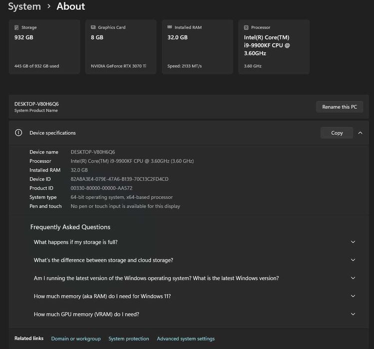 PC Gaming I9 9900KF RTX 3070ti 32GB DDR4 512NVME+2TBHDD