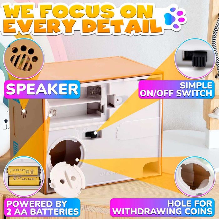 Pusculita interactiva Jucarie Automata pentru Economii cu Mieunat