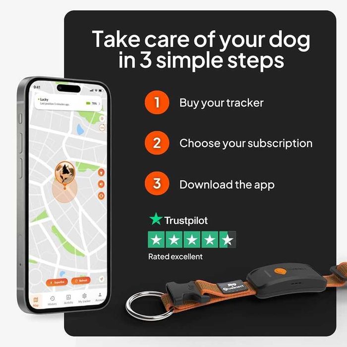 Нов GPS тракер за кучета Weenect XT Pack най-мощния и надежден GPS тракер за кучета на пазара (Orange)