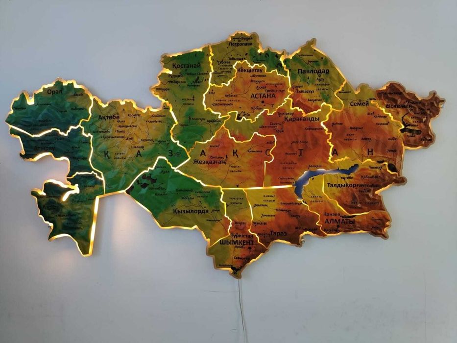 продам карту Казахстана настенную с подсведкой