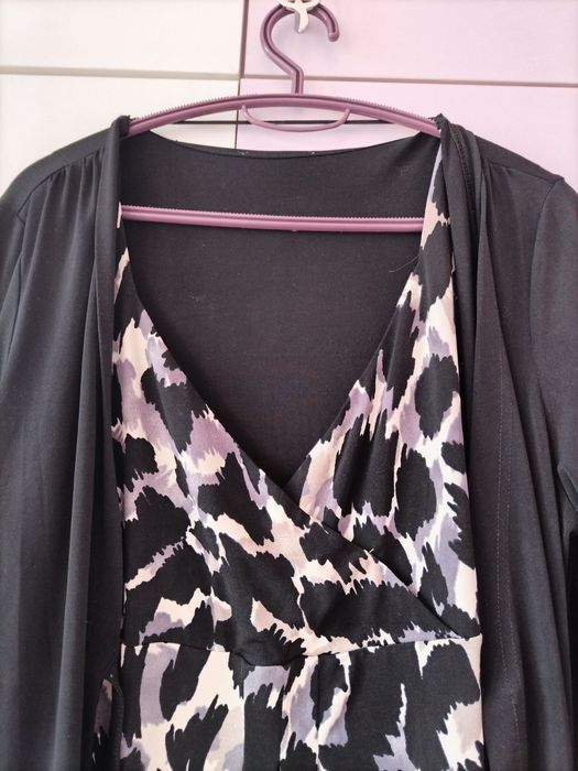 Модерна рокля тигрово и лилаво с болеро