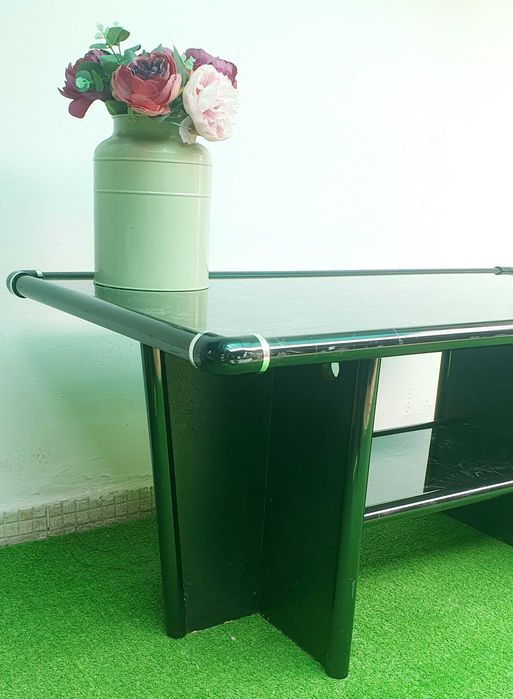 Маса за кафе със стъклен плот ефект "мрамор" малка