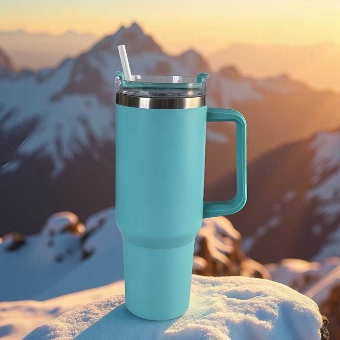 Нова Термо Чаша със Сламка  - 1200мл