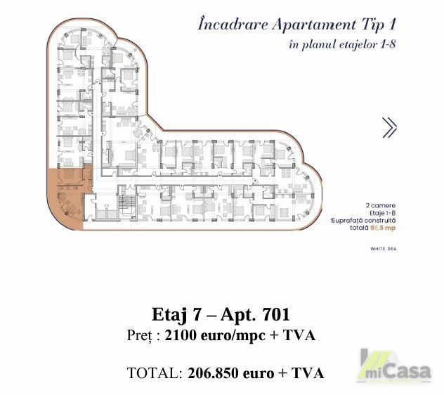Apartament 2 Camere - Complex Rezidențial WHITE SEA - Mamaia