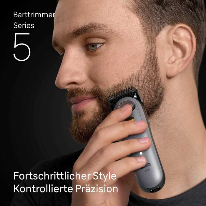 ПРОМО Нов 2г Гаранция Водоустойчив Тример за Брада Braun Beard Trimmer Seria 5 BT5560, до 120 мин. Работа