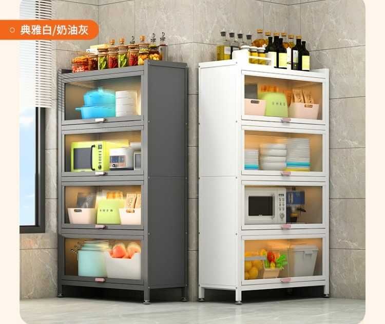 Metall oshxona shkafi eshiklari tepaga ochiladi, 35 kg polka