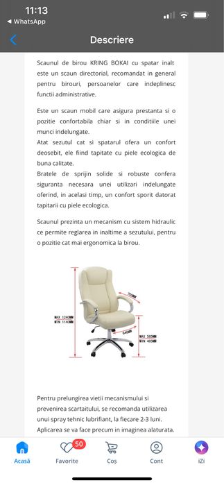 Scaun birou piele ecologica