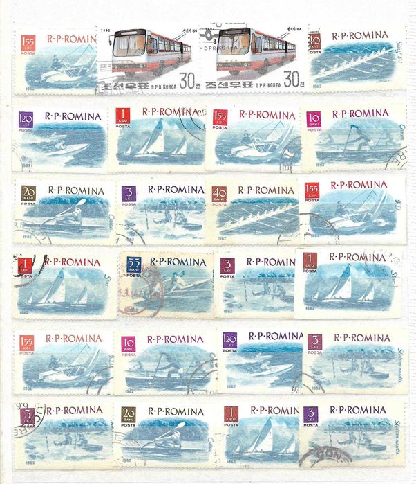 Un super clasor 4 file ( 8 pagini ) plin cu timbre arta sport