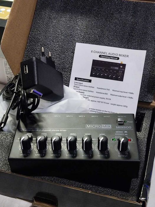 Мини микшер, линейный аудио микшер MICROMIX MIX600