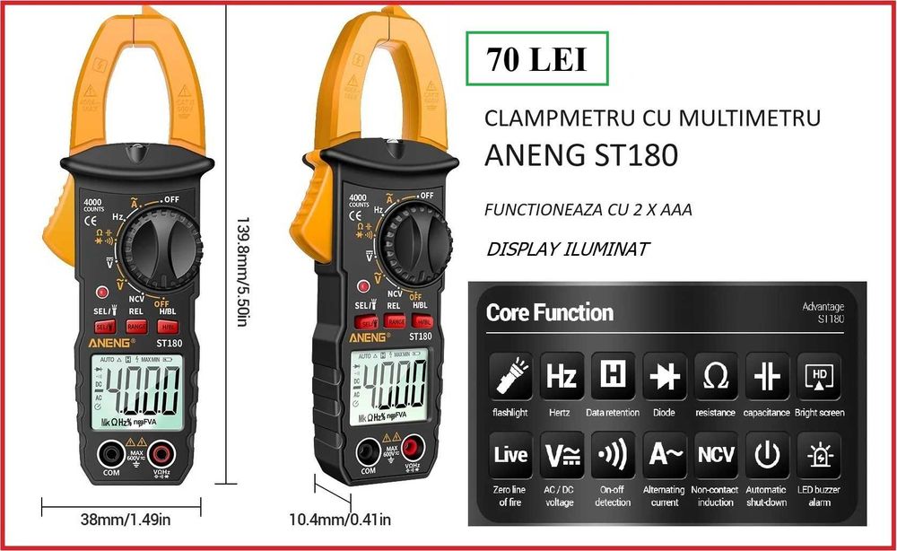 Clampmetru cu multimetru