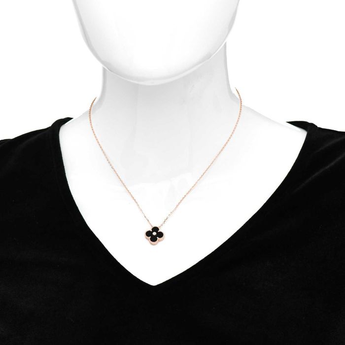 Van Cleef & Arpels VCA Rose Black Diamond Alhambra Clover Дамско Колие